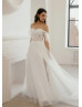 Off Shoulder Ivory Lace Sparkly Tulle Gorgeous Wedding Dress